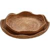 Hand-Woven Rattan Fruit Tray Storage Bread Basket Serving Tray Home Decoration Food Serving Platter 2 Pieces