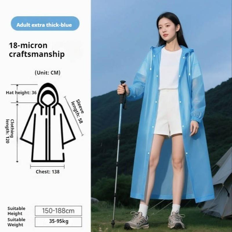 EVA Reusable Long Rain Poncho - Thick Adult Raincoat for Outdoor Hiking, Travel, Cycling and Camping