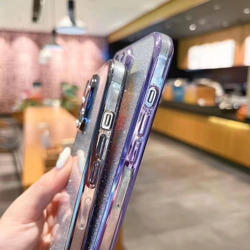 iPhone 15 Gradient Glitter Case with Electroplating - Fits Apple 14, 13 Pro Max, XR - Anti-Fall Protective Cover