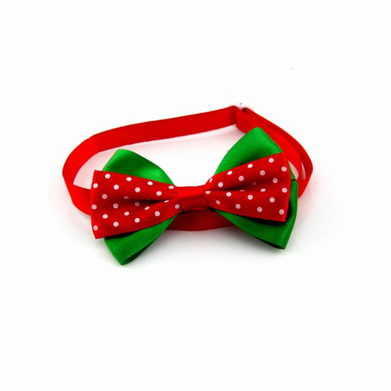 Pet Christmas Bowtie Collar Pet Neck Bows With Bell Pet Collars Accessories For Small Medium Dog Cat
