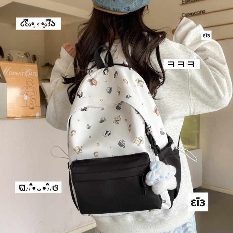 Schoolbag1011 Summer New Japanese Schoolbag Female Junior High School Students Large Capacity Printed Puppy Backpack College Student Computer Bag