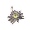 925 Sterlingsilber Grüner Peridot Edelstein Handgefertigt Lotusform Halskette Anhänger CP-23-6