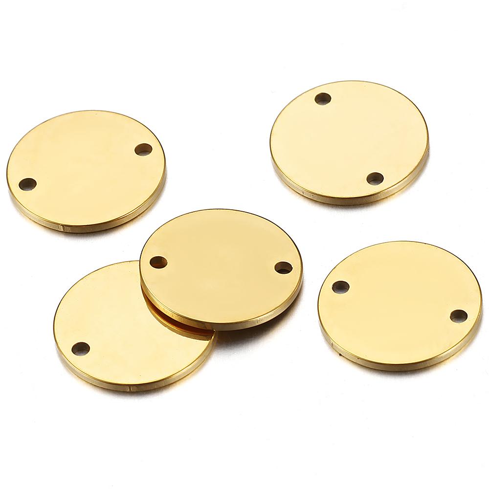 10pcs Stainless Steel Round Charms Double Holes Pendants Necklace Bracelet Connectors for Jewelry Making DIY Earring Pendants