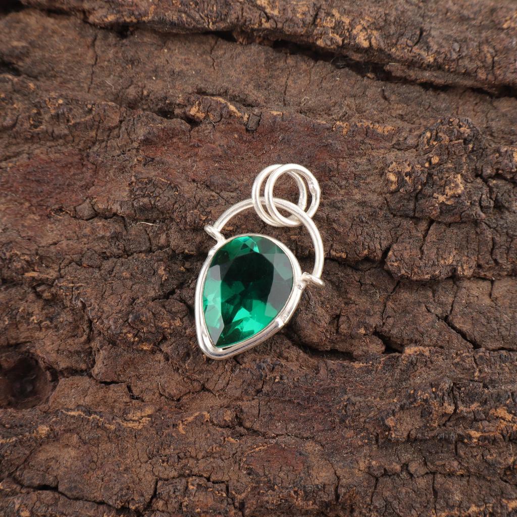 Sisters Day Sale Green Emerald Gemstone 925 Silver Anniversary Pendant Jewelry PP-56-7