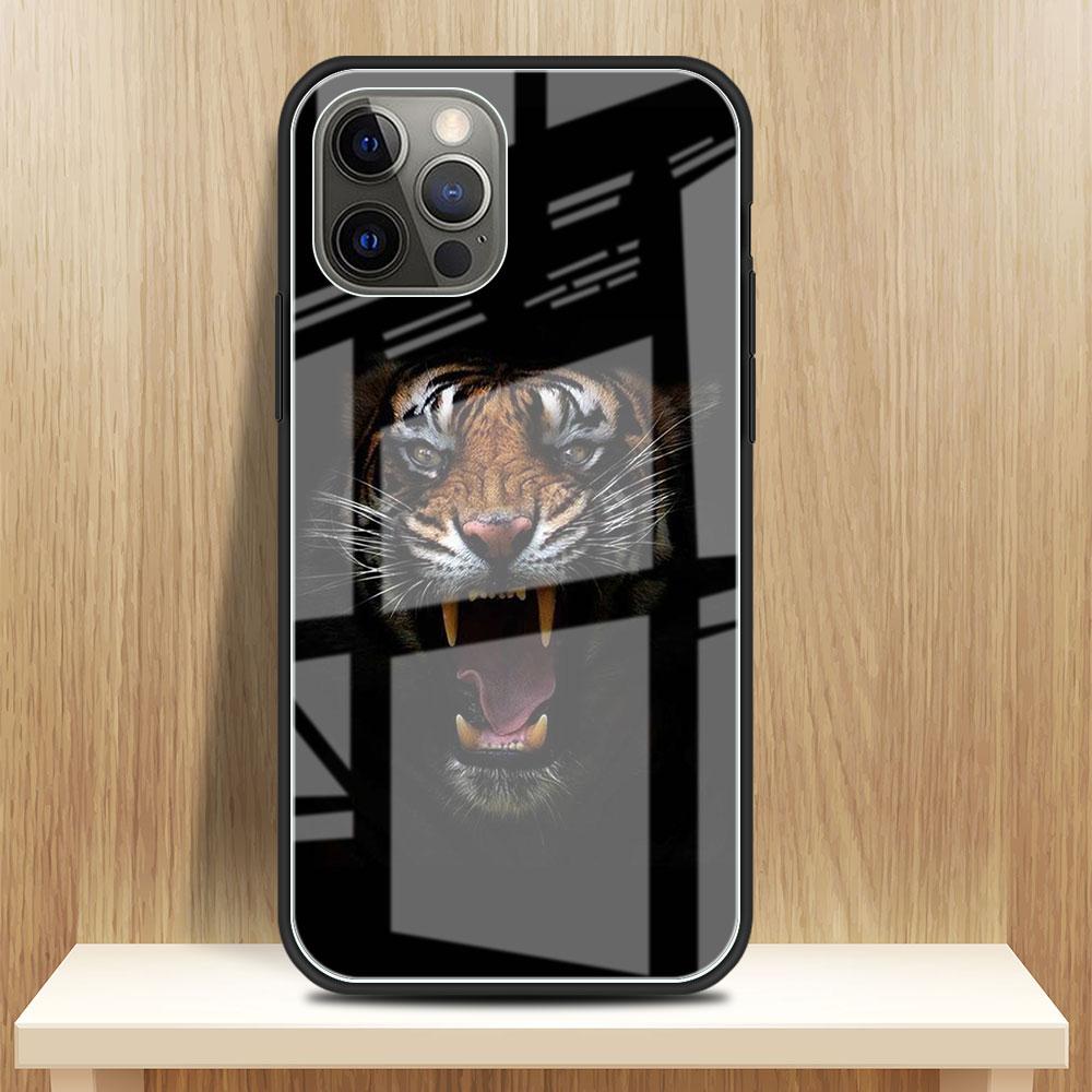 Wolf Dog Cat Bird Lion Tiger Animal Glass Case For Apple iPhone 14 13 Pro 11 12 7 8 Plus SE 2022 XR X XS Max 6 6S Phone Cover