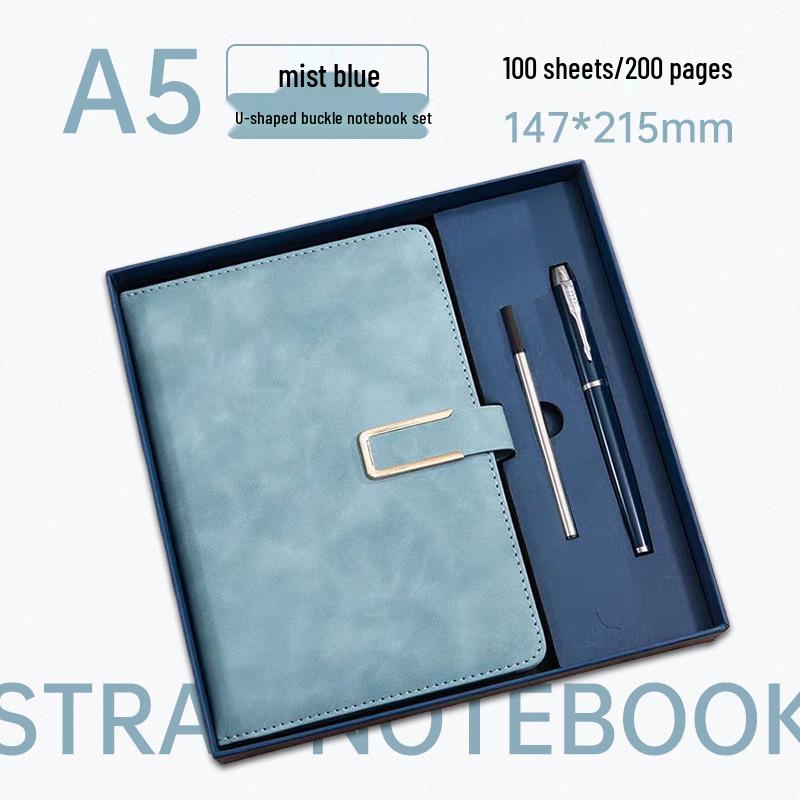Elegant A5 U-Shaped Buckle Notebook Gift Set - Customizable for Business Meetings