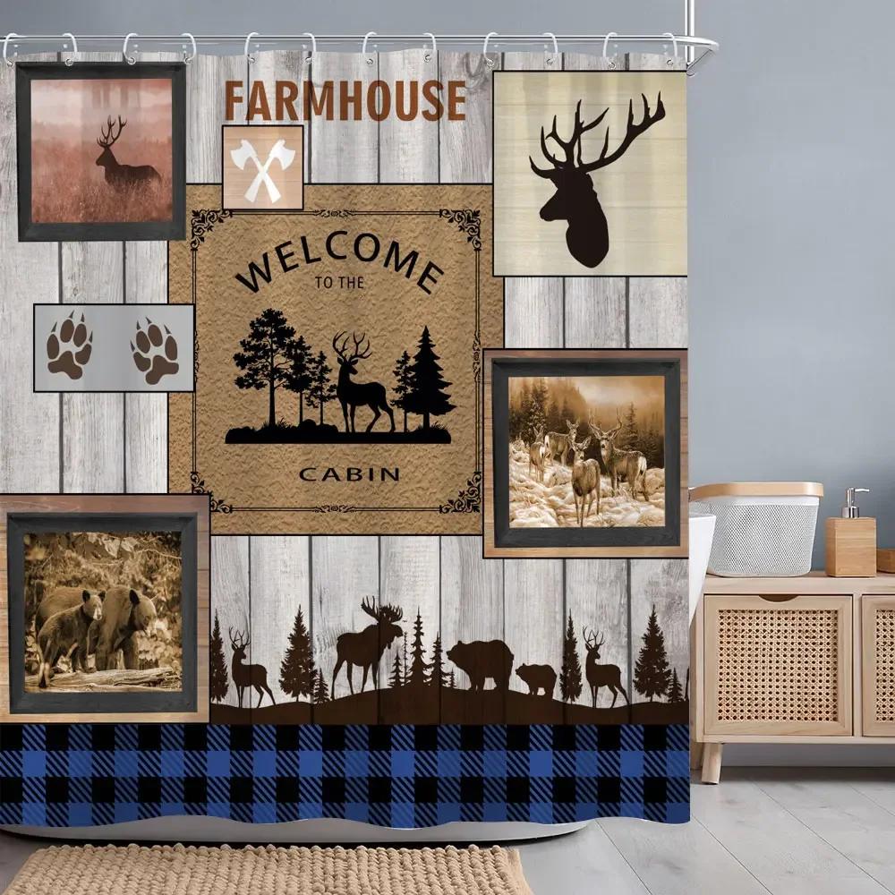 

Vintage Geometric Shower Curtain Abstract Line Simple Modern Polyester Fabric Home Shower Curtain Bathroom Decoration With Hooks W90XH180cm