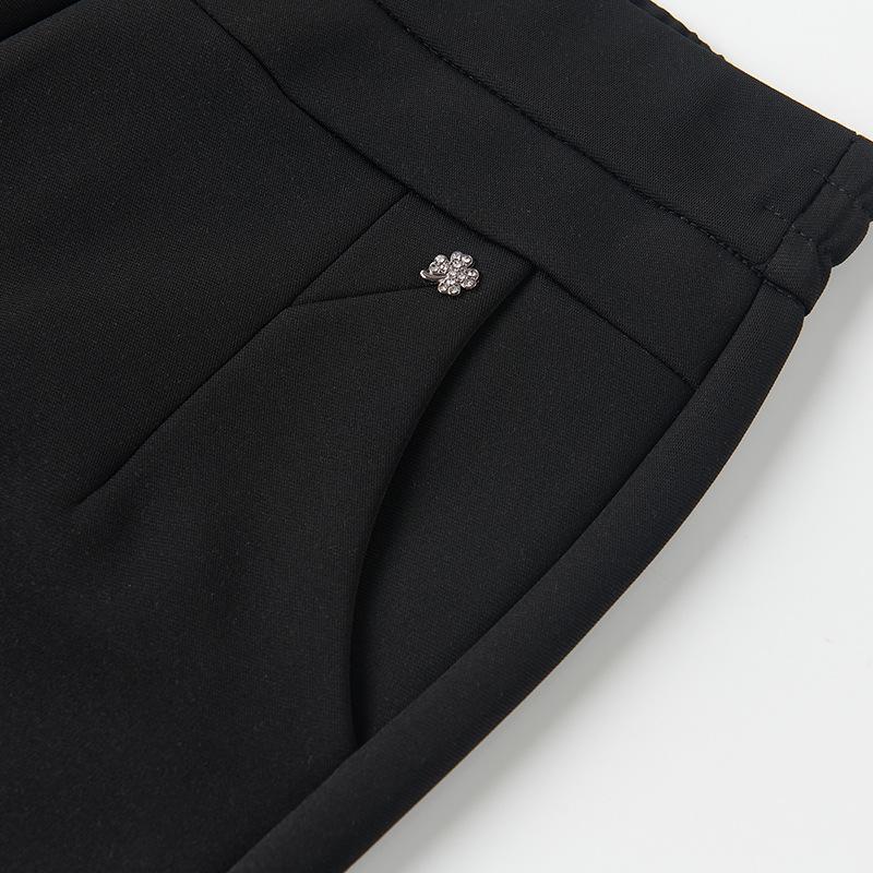 High Waist Straight Leg Velvet Warm Trousers for Middle-Aged Women – 50s Mom Style