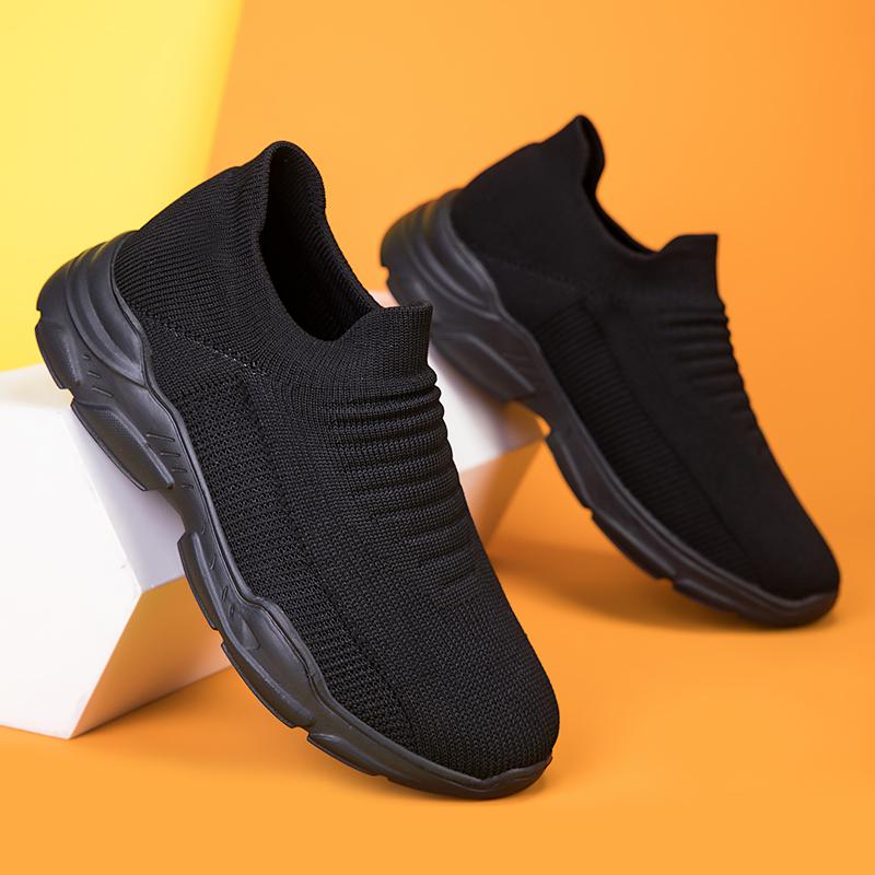 Women's Solid Color Breathable Sports Shoes Soft Soled Lightweight Sliding in Walking Shoes Low Cut Knitted Casual Shoes  Model