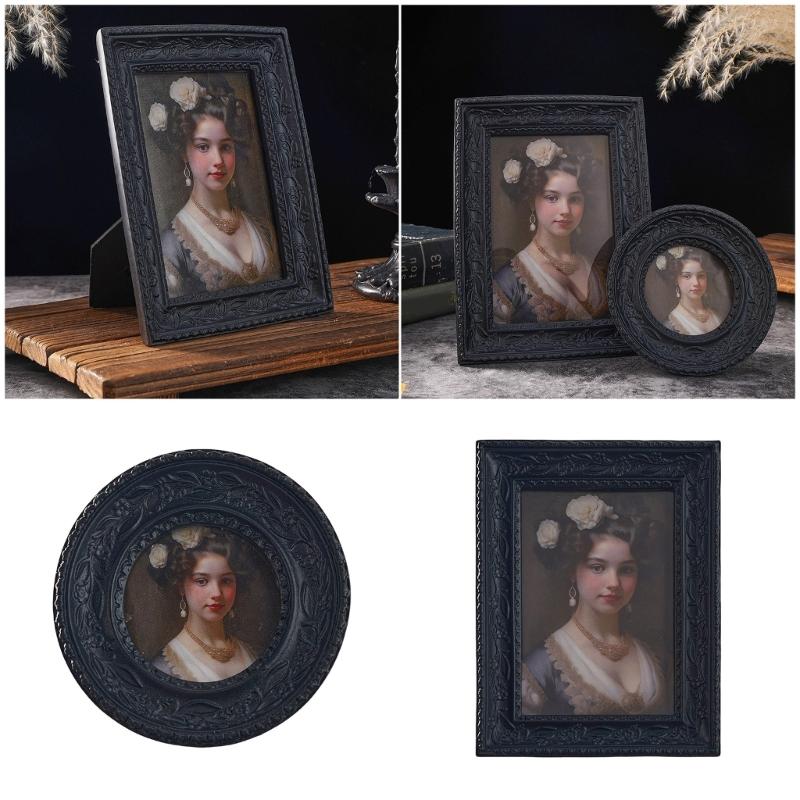 Artistic Resin Picture Frame With Detailed Florals Pattern Halloween Gothic Black Photo Frame Perfect For Party Decoration