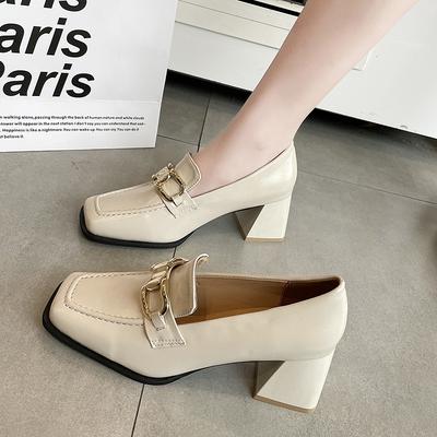 New Style Square High Heels Loafers Women Autumn Chunky Platform Pumps Woman Slip On Black Luxury Shoes Mary Janes Zapatos Mujer