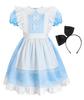 ReliBeauty Halloween Princess Light with White Apron and Size for Girls Costume, Dress, Maid/Lolita Style, Blue, Headband, 130,