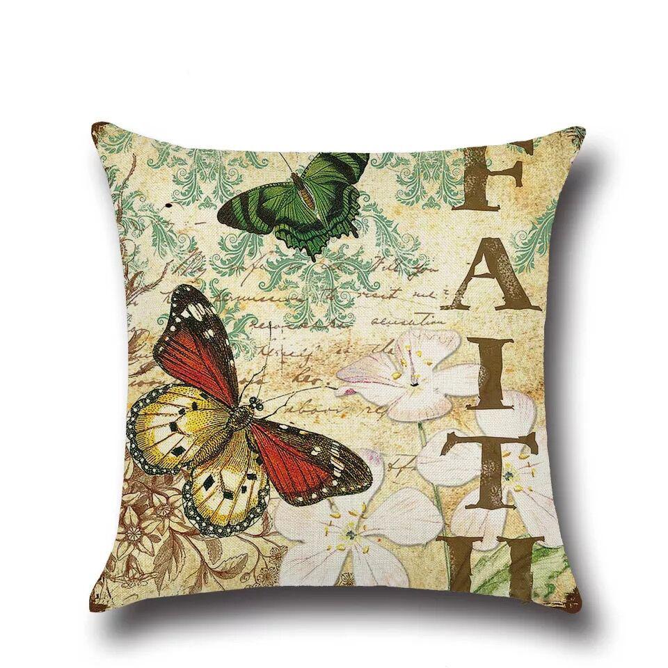 

Butterfly Cotton And Linen European Material Pillow Sofa Pillow Office Classical Literary Comfortable Hug Cushion Pillow Cover 45X45