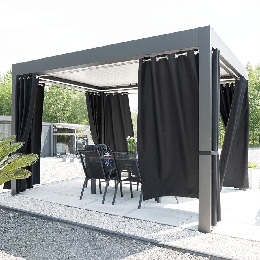 Gardenia - Ready-Made Eyelet Curtain - 140X220 Cm - Black
