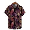 Camicia Originale con Stampa Paisley 3D Estiva Casual Traspirante da Uomo con Bottoni Manica Corta Top Moda da Strada Trendy Camicie Vintage
