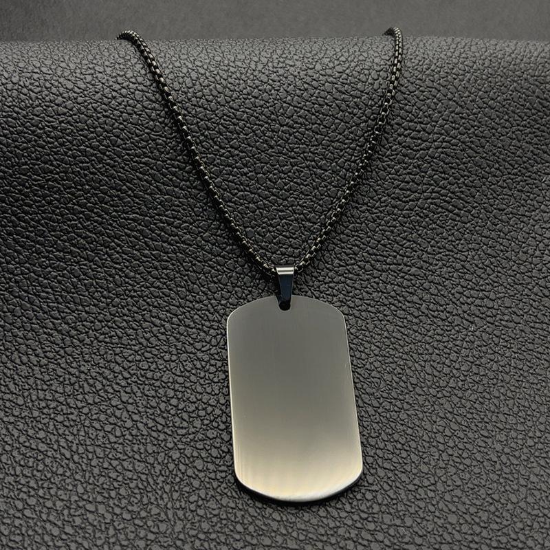 Stainless Steel Pendant Blank Military Brand Necklace Laser Engraving Titanium Steel Necklace