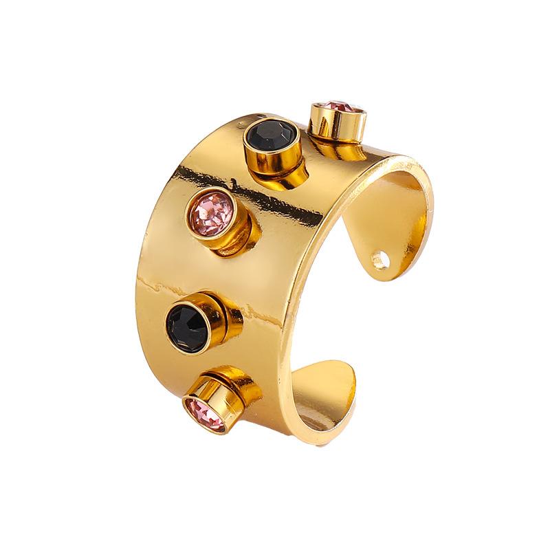1Pcs Colorful zircon open ring for women, stainless steel ring, party gift
