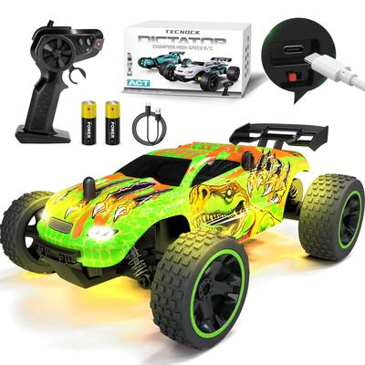 Tecnock RC Car for Kids, Type-C USB Charging, Off-Road Toy Car, 2.4Ghz RC Car, Birthday Gift (Green Dinosaur)