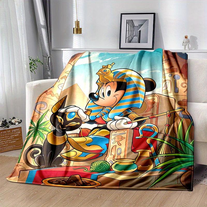 1pc, Egyptian Mickey Mouse Home Decor Gift: Cozy Flannel Blanket for Bedroom, Living Room, Travel, Camping, Car