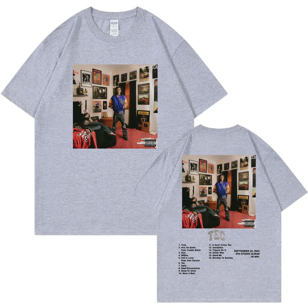 Rapper Lil Tecca Tec Album Poster Merch Tshirt Mens Womens Hip Hop Vintage Short Sleeve T Shirt Casual Fashion Loose Tshirts