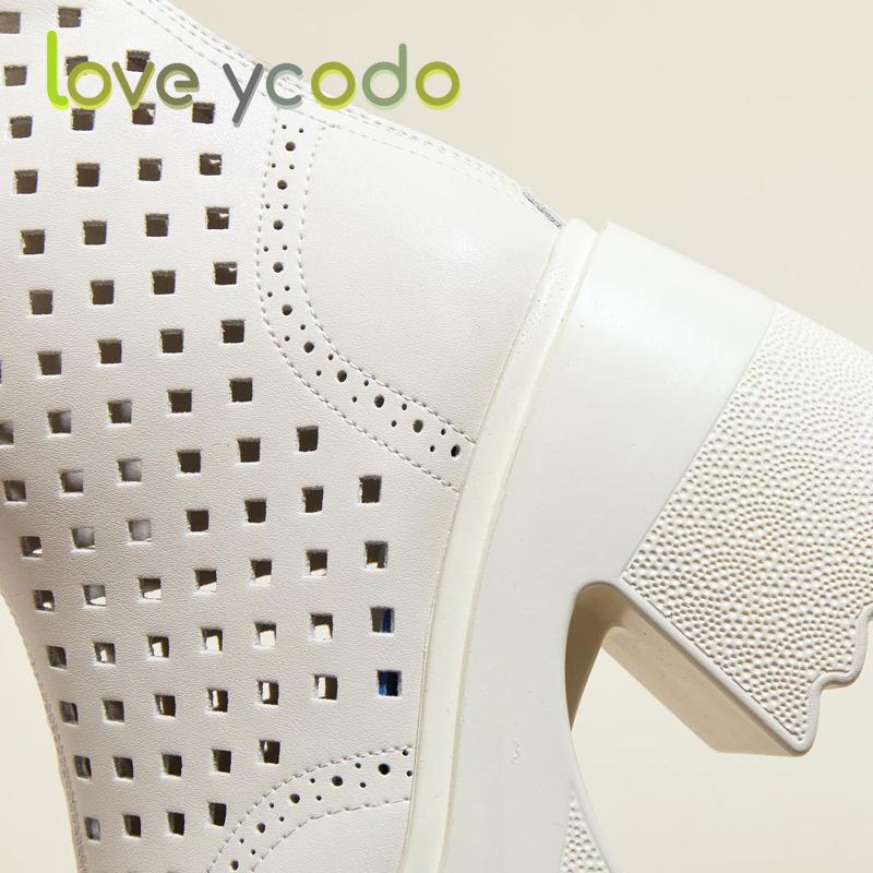 Women's Stylish and Comfortable High Heels Breathable Leather Ankle Boots, Women's Comfortable Increase Waterproof Platform Summer Leather Boots