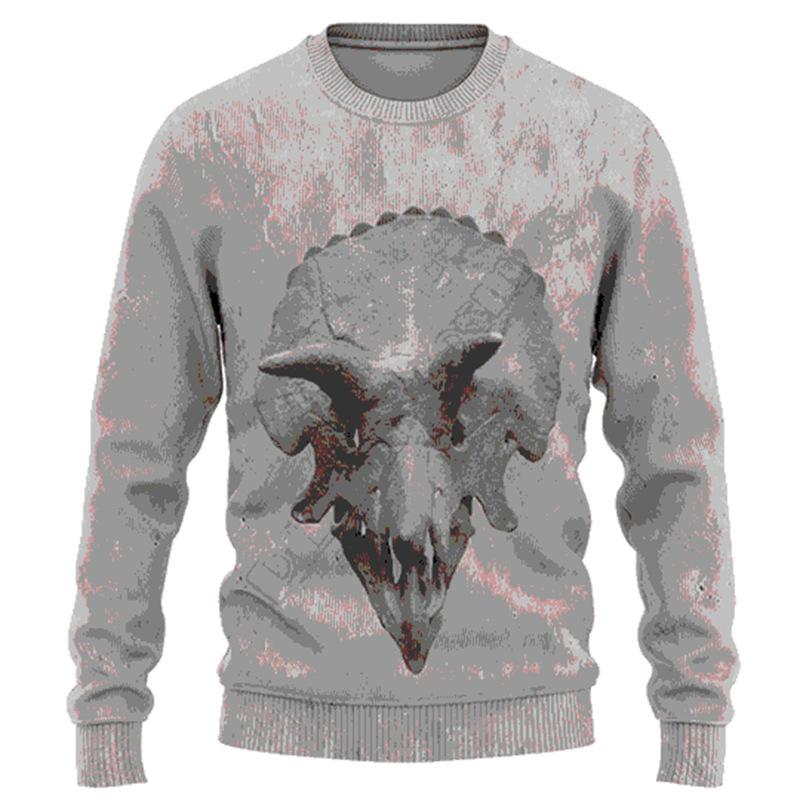 Spring and Autumn Men's Round Neck Sweater Comfortable Casual 3D Digital Tattoo Printed Long Sleeve Top
