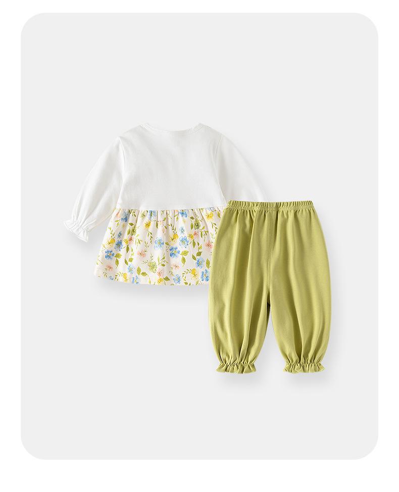 Floral Baby Girl 2-Piece Set: Long Sleeve Top & Pants for 0-6 Years