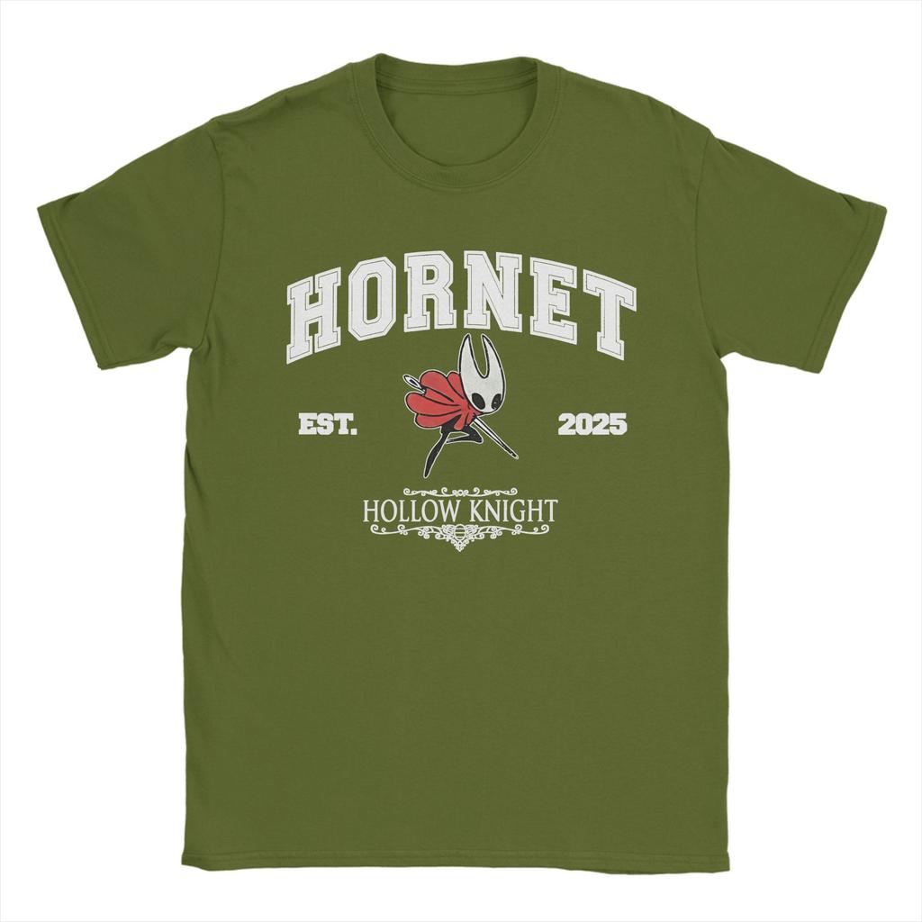 Vintage Hollow Knight Silksong Hornet Bug Warrior T-Shirt Men Round Collar Cotton T Shirt Short Sleeve Tees Gift Tops
