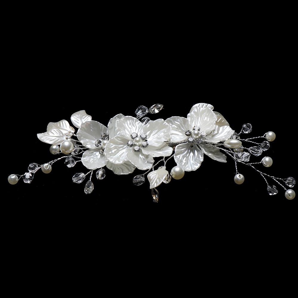 Floral Style Barrette Crystal Pearl Hair Combs Bridesmaid Tiara Flower Hair Pin Bridal Clips