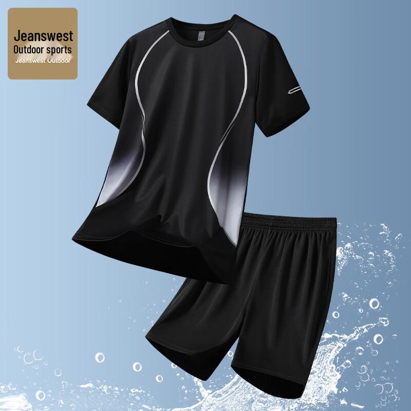 JEANSWEST OUTDOOR Men s Ice Silk Short Sleeve & Shorts Set L