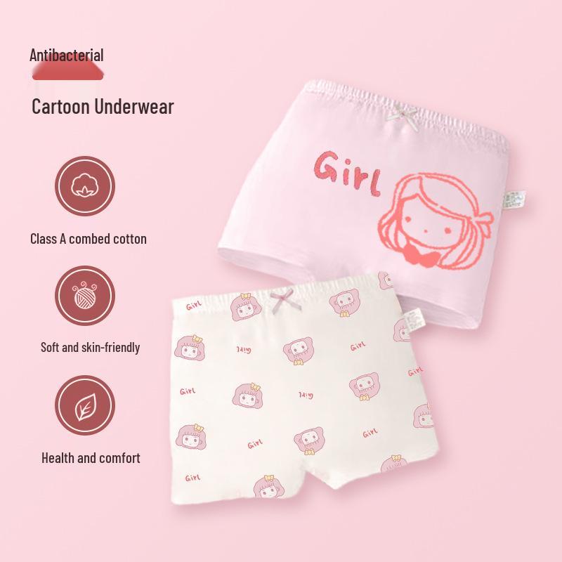 

Girls Pure Cotton Cartoon Briefs - Comfortable, Flat-Leg Design for Baby and Big Child L 105-120cm 30-40kg