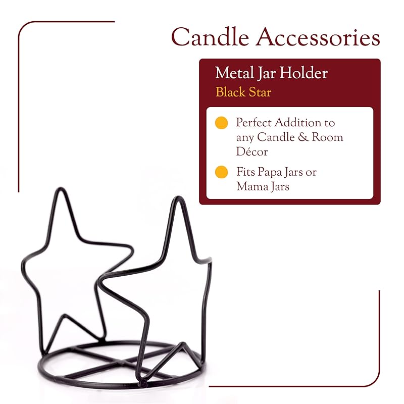 A Cheerful Giver Metal Candle Jar Holder - Black Star Candle Jar Holder - Fits Papa or Mama Jars - Rustic Candle Accesso