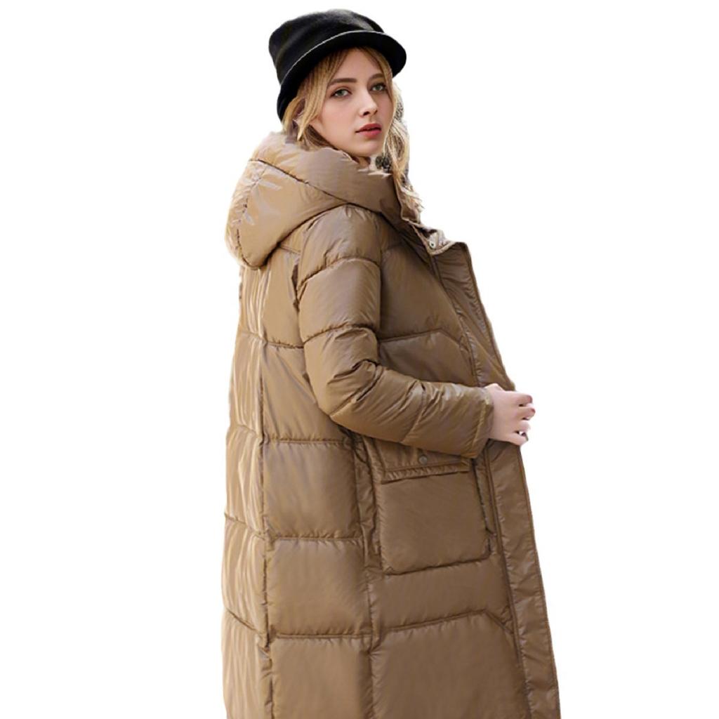2024 Winter Women's Parkas Tops Female Hooded High Collar Thicken Warm Cotton Jackets Women's Pure Color Long Jacket For Women