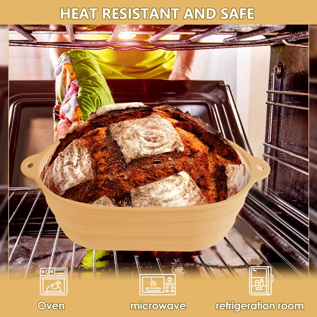 3 Stück Banneton Brot Gärkörbchen Silikon Sauerteig Brotschüssel Oval Sauerteig Brotkorb für Zuhause Küche Backzubehör