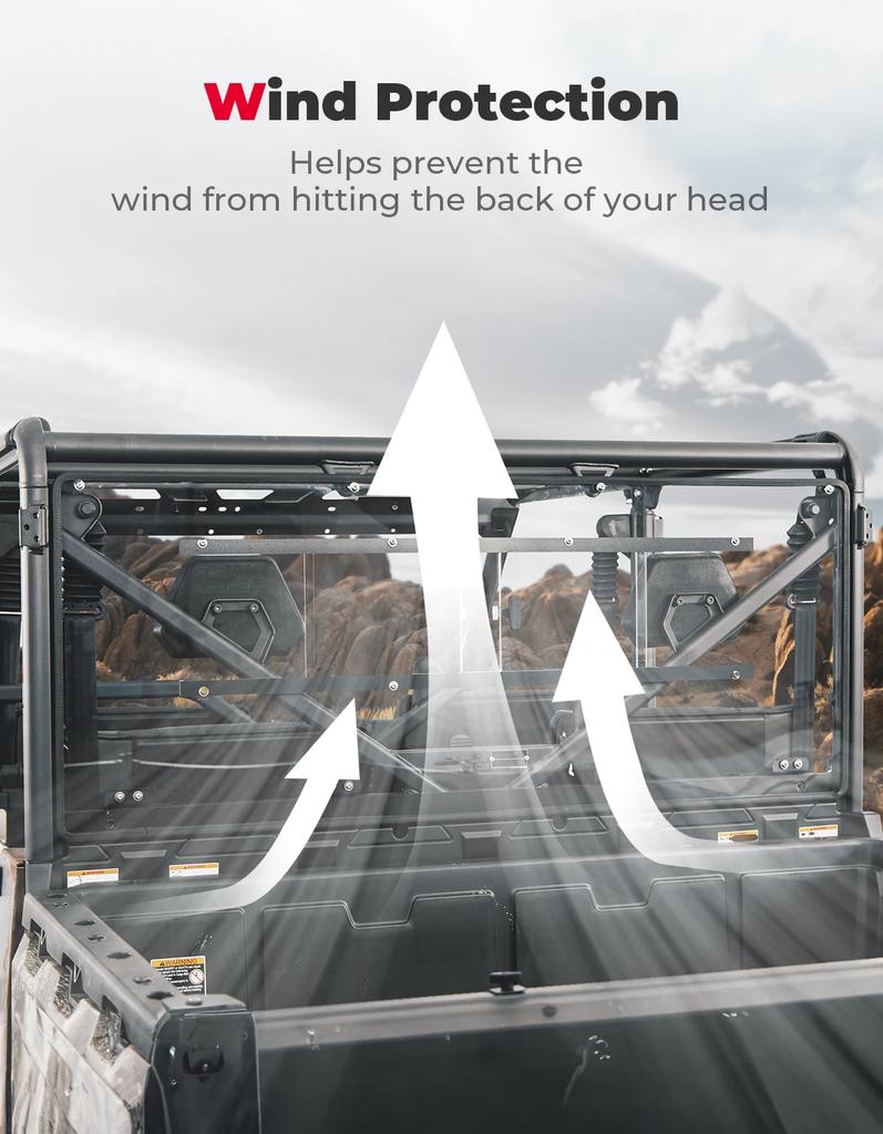 UTV Clear Rear Windshield w/ Slide Vented Window Compatible with CFMOTO UForce 1000 2019-2025 UForce 1000 XL 2022-2025