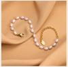 Pearl Bracelet 18k Gold Plated, Stainless Steel Chain Adjustable Friendship Gift for Women