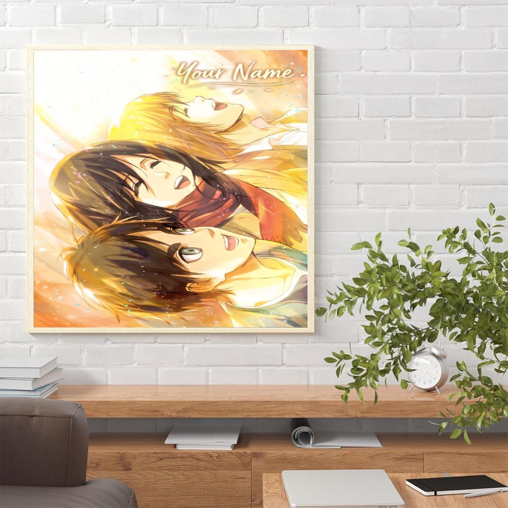 Attack Titan Customize Your Name Diamond Painting Round Diamond Diy Frameless Holiday Artwork Suitable For Home Office Wall Decoration