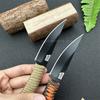 MKC Outdoor Straight Knife Nylon Rope Handle with Kydex Sheath Camping Survival Rescue Portable Pocket EDC Tool Men's Gift