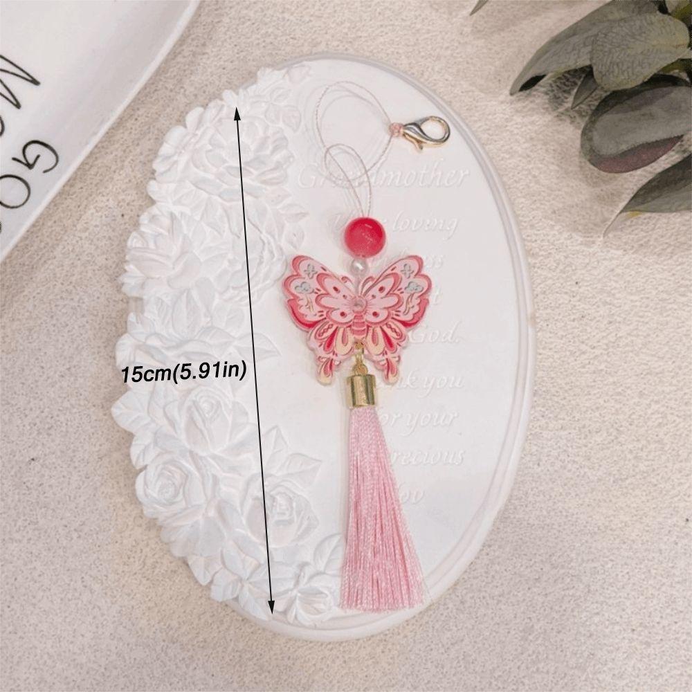 Lightweight Butterfly Car Pendant Polyester Tassel Rearview Mirror Pendant Car Interior