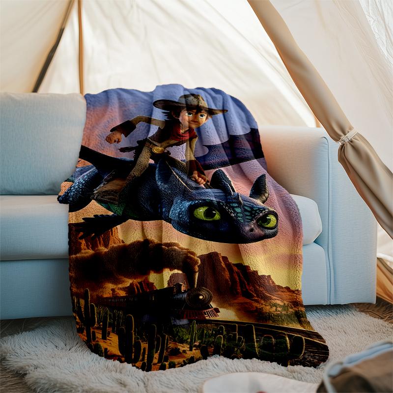 Dragon Theme Printed Blanket Perfect For Couch Bed Travel Outdoor Use Machine Washable Cozy Durable