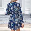 GMXIA Women's Fashion Autumn Winter Floral Print Long Sleeve V-Neck High Waist Casual Dresses