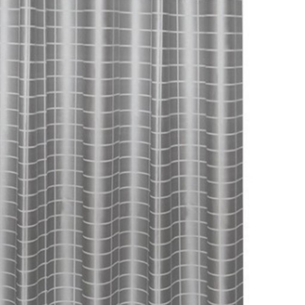 180x180CM Shower Curtain with Stainless Steel Buckle 12 Hooks Grey Grid PEVA Bath Curtain Set for