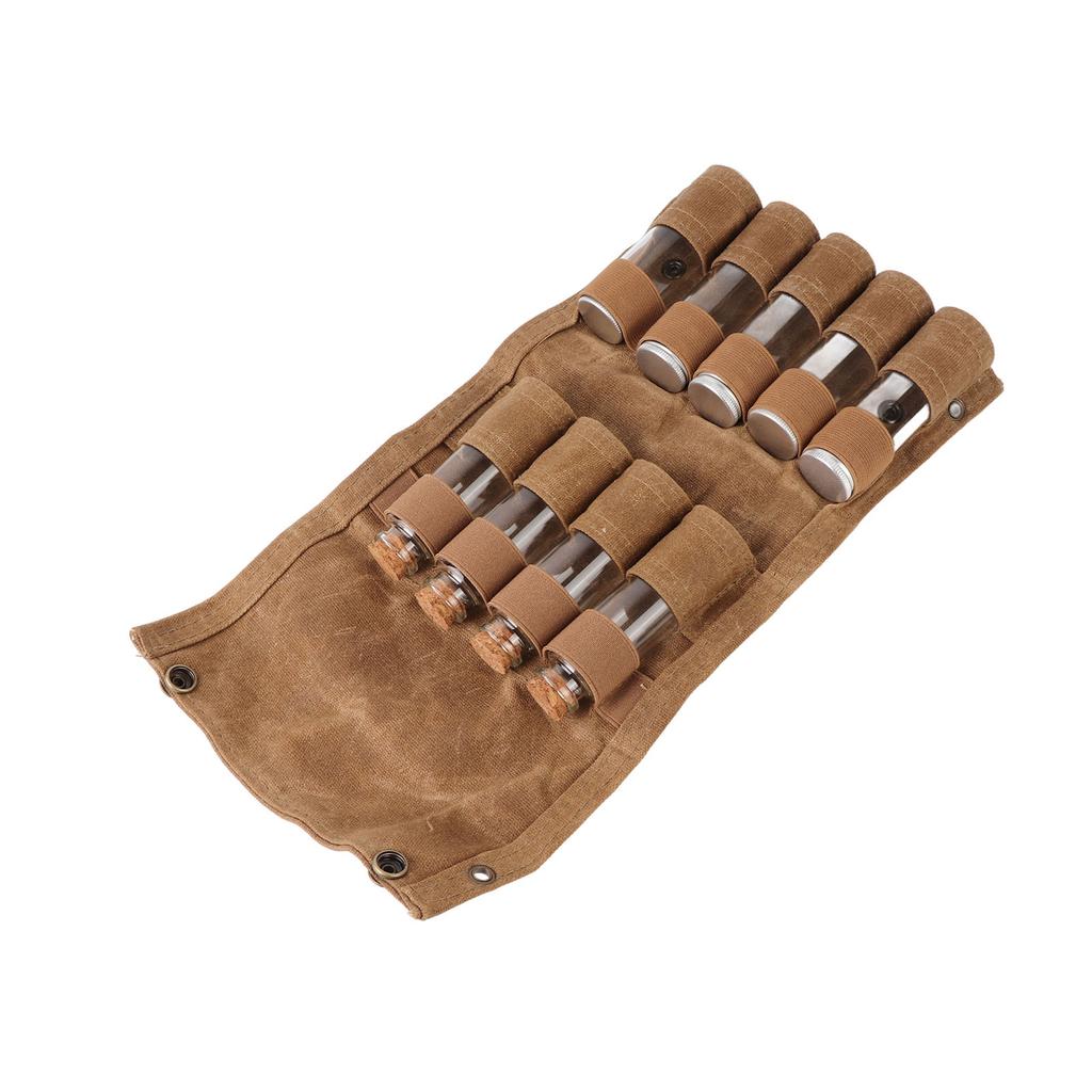 Portable Spice Bag Multipurpose Canvas Seasoning Storage Bag with 9 Spice Jars for Outdoor Camping
