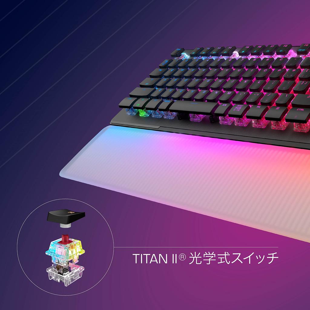 ROCCAT Vulcan II Max JP Gaming Japanese Customizable Translucent Volume Dial Japanese Keyboard, Layout, Wired, Black, Optical, Linear, Quiet,