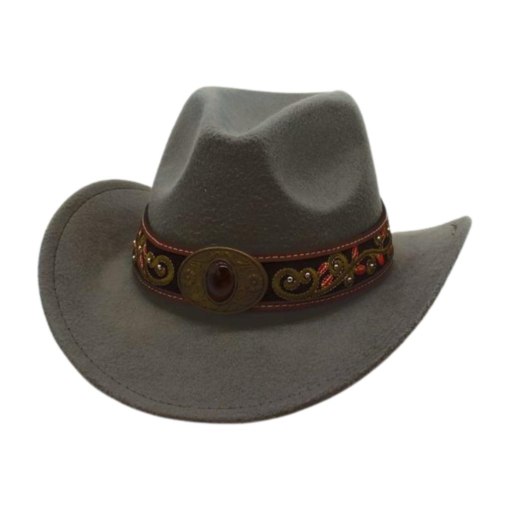 Sunshade Big Eaves Western Cowboy Hat Rolled Eaves Ethnic Style Decorative Design Felt Hat Top Hat