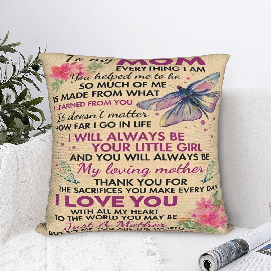 Mother's Day To My Mom Square Pillow Covers Sofa Letter From Daughter Cushion Cover Cool Home Decoration Throw Pillow Case 40*40