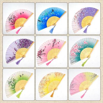 Bamboo Folding Fan, Green Smile Design, Women’s Elegant Dance Fan, Perfect Student Gift