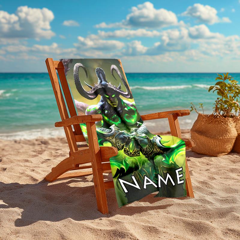 Personalized customized proof beach towel with World of Warcraft pattern - soft, absorbent,quick-drying,perfect swimming,camping&bathing