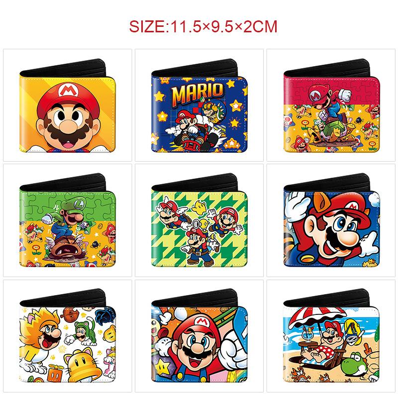 Super Mario Cartoon Full-Color Print Bi-Fold Wallet Anime Student Unisex Short Purse