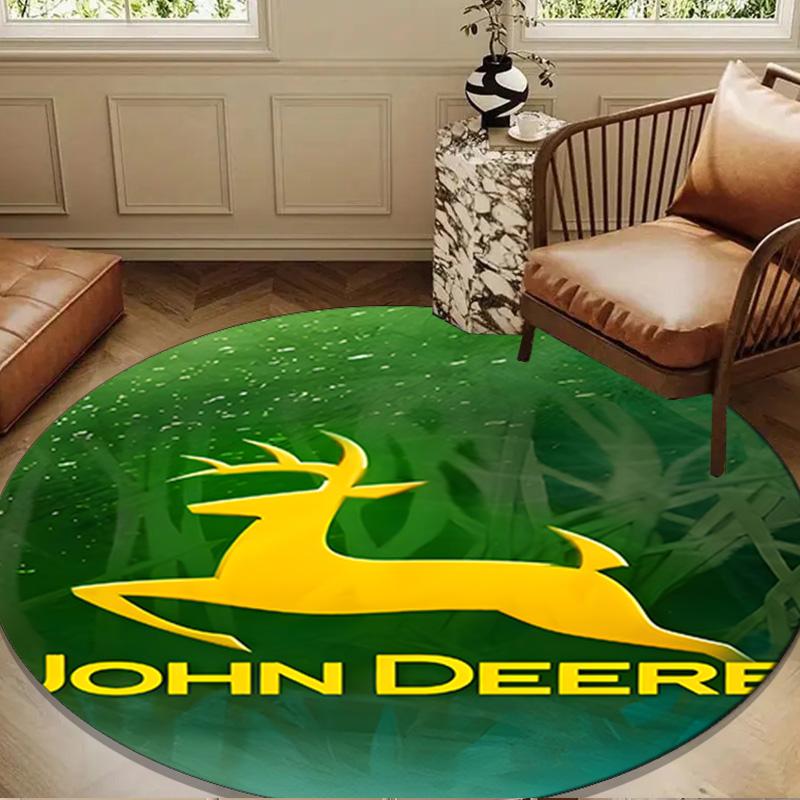 John Deere Logo Design Round Mat Home Decor, Chair Rug For livingroom,Bedroom, Doormat Home Decor Birthday Gift Christmas Gifts